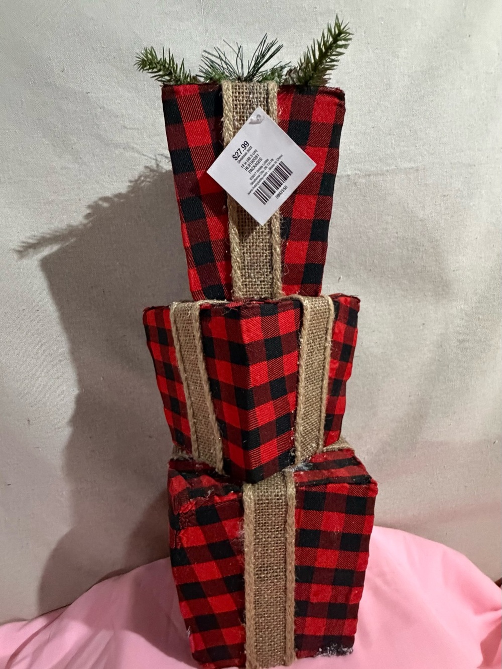 Buffalo Check Stackable Gift Box Decor - Red and Black